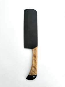 Cuchillo de carnicero artesanal de acero negro con mango de madera de arce rizado, herramienta de preparación culinaria - Product Image 5