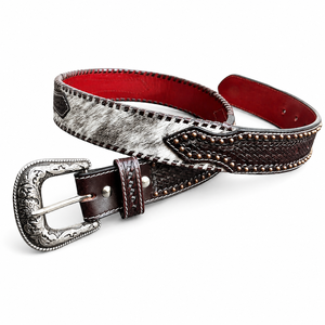 Ceinture décontractée de style western pour homme en cuir véritable avec boucle en alliage, style vintage, durable, haute résistance, mode Rodeo Ranch - Product Image 4
