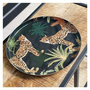 Bandeja Redonda Decorativa de Madera de Mango y Metal con Estampado de Aves Hecha a Mano para Mesa de Centro, Decoración del Hogar, Utensilios de Cocina, Regalo - Product Image 6