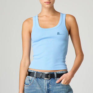Camiseta sin mangas de punto acanalado transpirable para mujer, estilo casual, de algodón, longitud regular, ideal para verano. - Product Image 1