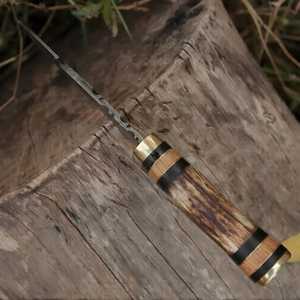 Drop Point Knife Damascus Steel Blade Wood Handle Hunting Knife 0.7mm Thickness Bevel Edge - Product Image 2