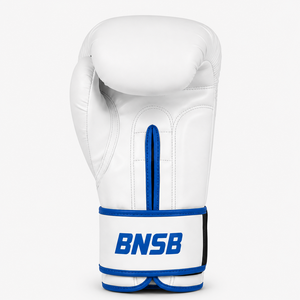 Guantes de Boxeo Blancos y Azules con Cierre de Velcro, Transpirables, de Cuero PU, para Entrenamiento, Sparring, Práctica de Golpeo, Nudillos Acolchados, Ajustables - Product Image 1