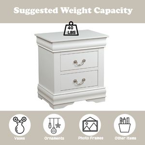 Table de chevet Louis Philippe finition blanche - Product Image 2