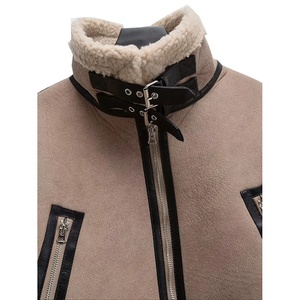 Wholesale Top Quality Shearling Bomber <b>Jacket</b> With Fur Trim Zipper Closure Short Winter Women's <b>Leather</b> <b>Jacket</b> - Product Image 3