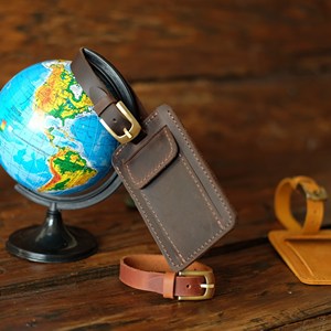 Luxury Genuine Leather Luggage <b>Tags</b> Travel ID <b>Tags</b> Privacy Shield Suitcase Labels Custom Logo Bulk Ship LMP-0278 - Product Image 5