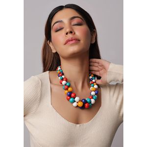 Luxury Rainbow Resin <b>Necklace</b> Handmade Round Bead <b>Statement</b> <b>Necklace</b> Colorful Women's Fashion Jewelry Wholesale - Product Image 5