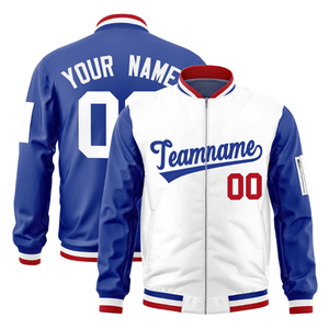 Veste universitaire chauffante personnalisée pour homme, blanche-rouge-bleue, écologique, avec fermeture à boutons recouverts et logo frontal, vêtements de sport d'hiver - Product Image 5