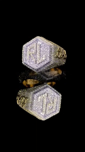 Hexagon Cocktail <b>Ring</b> <b>Men's</b> Lab Created Diamond Round Micro Pave IGI Certified Alloy Vintage Wedding Engagement Glam Style - Product Image 4
