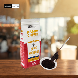 กาแฟโรบัสต้าเวียดนามบด 200 กรัม มิลาโน โคอิ ตง ดัก ลัก คั่วเข้ม รสชาติเข้มข้น ขมจัด รับผลิตแบบ OEM แบรนด์ส่วนตัว - Product Image 4