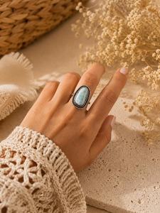 Anillo de Plata Larimar, Anillo de Plata de Ley 925, Plata de Ley 925 Sólida - Product Image 4
