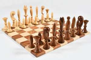 Pièces d'échecs de l'ère spatiale de 1958 reproduites, en sheesham et buis, design Arthur Elliott, roi de 4,25 pouces, au meilleur prix - Product Image 4