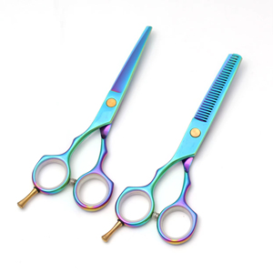Ciseaux de coiffure pour gauchers 5.5 Japan en acier inoxydable, ciseaux professionnels pour cheveux, ciseaux de coupe arc-en-ciel avec poignée confortable - Product Image 6