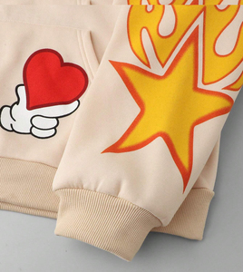 Sweat à capuche personnalisé imprimé flamme, épais, oversize, décontracté, coupe courte, épaules tombantes, 100 % coton molletonné - Product Image 4