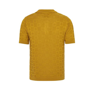 Polo tricoté respirant de qualité supérieure pour homme 2026, manches courtes, motif géométrique, décontracté, jaune - Product Image 4