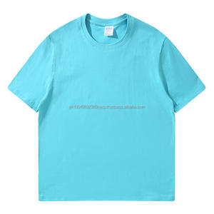 T-shirt à manches courtes en coton vierge imprimé de logo personnalisé Oem 100% coton, petit design de quantité minimale de commande uni, coupe ample pour homme - Product Image 1