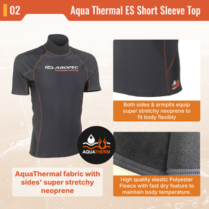 Aropec Aqua Thermal Man Short Sleeve Rash Guard Fast Dry Fleece Super Stretch Neoprene Thermal Top for Diving Surfing OEM/ODM - Product Image 3