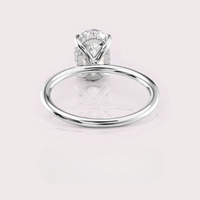 Bague de fiançailles en diamant de laboratoire ovale certifié IGI, halo caché, en argent sterling 925 massif plaqué rhodium, micro-sertissage à griffes