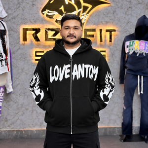 Custom Unisex <b>Zip</b> <b>Up</b> <b>Hoodie</b> Distressed Embroidery Screen Printed <b>Graphic</b> Heavyweight Cotton Fleece Streetwear Hoodies Wholesale - Product Image 2
