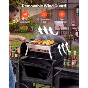 Table de camping pliable avec pieds télescopiques, station de cuisine portable d'extérieur et organisateur de rangement - Product Image 3
