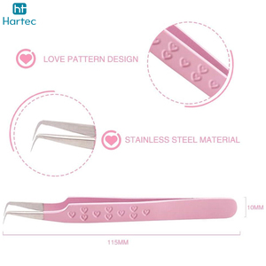 90 Degree L-Shape Precision Lash Tweezer with Embossed Heart Grip Anti-Slip Pink Color Tweezers for Volume <b>Fans</b> and Isolation - Product Image 2