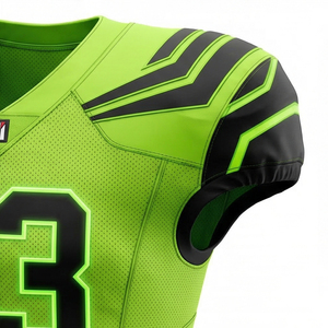 Maillot de football américain personnalisé à sublimation, manches courtes, respirant, anti-humidité, col en V, ensemble complet, uniforme d'entraînement - Product Image 5