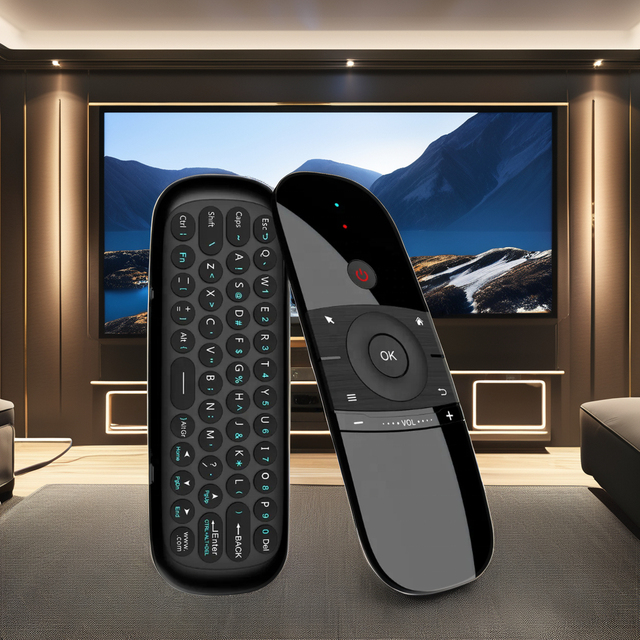 W1 2.4G RF Mini 48-Key Keyboard & Air Mouse Smart TV Remote Learning Code 1 Year FCC/CE Certified >10m Range Lithium Battery