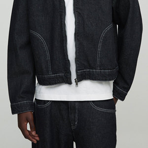 Quality Casual Embroidered Windproof Oversized Drop Shoulder <b>Denim</b> Jeans <b>Jacket</b> for <b>Men</b> Distressed <b>Black</b> 100% Cotton Winter - Product Image 4