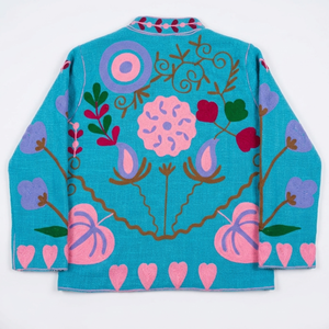 Embroidered Suzani <b>jacket</b> with intricate handmade motifs and vibrant colors ideal for boho fashion boutiques and ethnic - Product Image 1