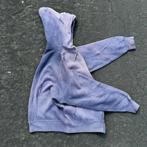 Sweat à capuche premium délavé style vintage, en molleton polyester/coton épais, coupe classique, streetwear vierge, teint en pièce personnalisé - Product Image 4