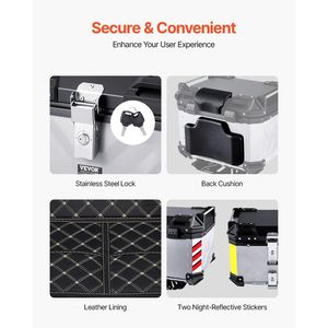 Top Case Universel 45L pour Moto avec Doublure Intérieure en Cuir de Luxe - Product Image 6