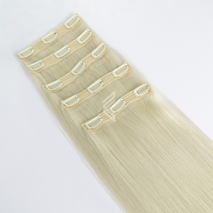 Extensiones de cabello humano liso Rubio blanqueado más ligero Clip Ins cabello crudo grueso 38 pulgadas - Product Image 1