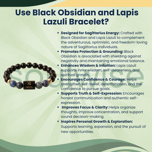 Bracelet bohème en perles d'obsidienne noire et de lapis-lazuli Sagittarius - Product Image 5