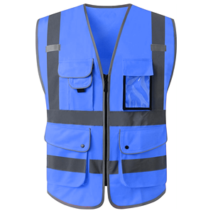 High Visibility Reflective Safety Vest Unisex Red Polyester Workwear with Pockets for Construction and Road Work - Product Image 2