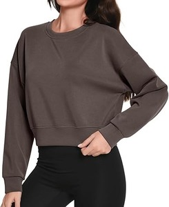 Sweat-shirt décontracté pour femme en coton 100% avec logo personnalisé sur le devant, manches longues, col rond, doublure en polaire, séchage rapide et écologique - Product Image 6