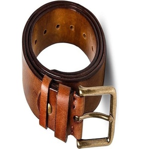 New Brown Hand Painted Stylish Men's Fashion Genuine Leather Casual Belt with Solid Changeable Antique Brass <b>Pin</b> Buckle - Product Image 3