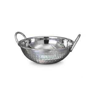 Ensemble de plats de service pour curry en acier inoxydable martelé, sur mesure OEM, comprenant seau Balti, Karahi, Wok, vaisselle commerciale en gros - Product Image 2