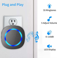 Sonnette de porte sans fil intelligente, étanche, pour extérieur, sonnette de porte longue portée 300 m, 110 V-260 V, prise UK US EU