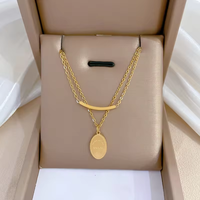 Collier en acier inoxydable plaqué or tendance coréen Collier en zircon avec pendentif symbole personnalisé Colliers de mode tendance