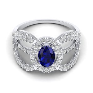 Anillos de compromiso REYES GRA de plata de ley 925 con moissanita VVS para mujer, 0.75 quilates, gema de zafiro azul, joyería fina - Product Image 1
