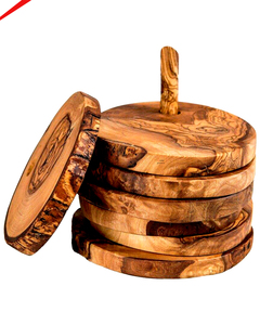 Sous-verres en bois de style exclusif, forme ronde, pour la maison et l'hôtel, pour servir des tasses à thé et à café sur la table - Product Image 1