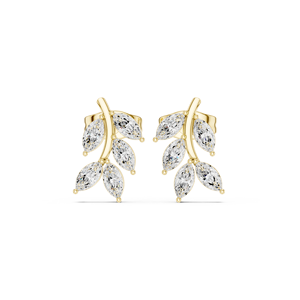 Boucles d'oreilles exclusives en or jaune 14 carats avec diamants de laboratoire taille marquise éthérée, certifiées GRA, bijoux de créateur, vente en gros, export - Product Image 1