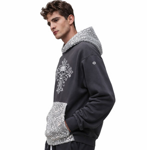 Sweat-shirts personnalisés avec strass pour hommes, en coton molletonné épais, style streetwear oversize, unisexe, avec design graphique, faible MOQ - Product Image 5