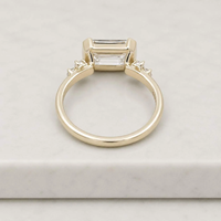 Bague en diamant taille émeraude pour femme, or jaune, bijoux de luxe pour fiançailles, diamants blancs cultivés en laboratoire certifiés IGI