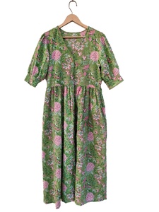 Vestido de Verano 100% Algodón Estampado a Mano, Estilo Casual Maxi de Algodón Indio con Hermosos Bordados - Product Image 6