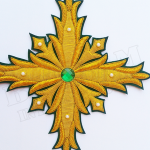 Handcrafted Ecclesiastical Embroidery Byzantine Clergy Cross Badge Luxury Liturgical Apparel <b>Applique</b> Sew On Patch with Pearls - Product Image 3