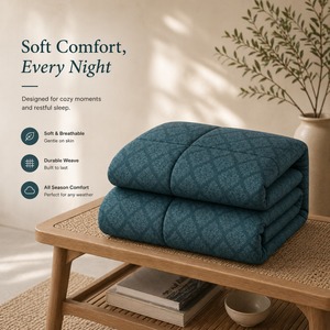 Ensemble de couettes de qualité supérieure 200 GSM, doux, confortable, léger, couleur unie, pour toutes les saisons, utilisation domestique - Product Image 2