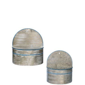 Jardinière murale en métal galvanisé à texture diamantée rustique avec poignée, pot suspendu en fer demi-rond pour la décoration intérieure et extérieure du jardin - Product Image 4