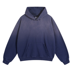 Sweat-shirt à capuche zippé vert délavé pour homme, en coton molletonné, coupe classique avec poche - Product Image 3