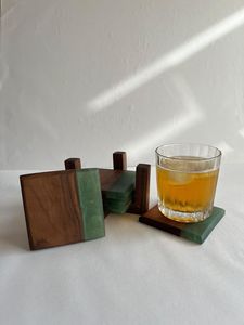 Handmade Wood Resin <b>Coasters</b> Square Modern Design For Coffee Tea Wine <b>Table</b> Protection Mats & Pads - Product Image 4