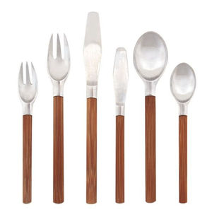 Offre Spéciale : Ensemble de Couverts Vintage en Acier Inoxydable avec Manche en Bois Marron, Poli Miroir – Couteau, Fourchette, Cuillère – Service de Table Complet - Product Image 3